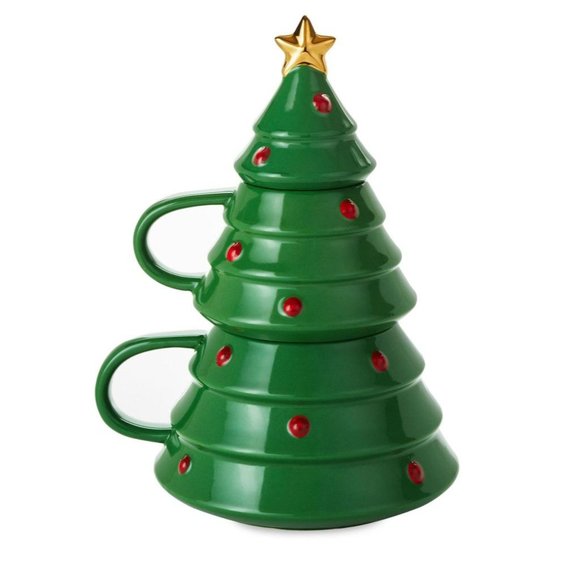 Hallmark Set of 2 Christmas Tree Stacking Mugs - Picture 5 of 6